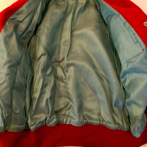 Vintage 1967 High School Red Varsity Wool Letter Jacket Snap Down Women’s Medium - Picture 6 of 12